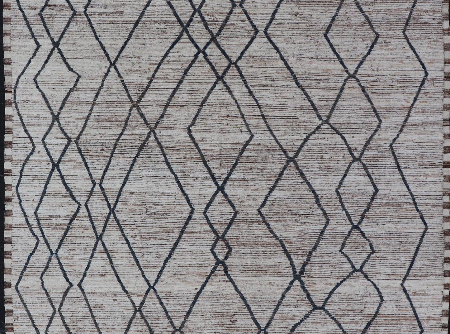 Modern Causal Tribal Rug in Wool with Free Flowing Design in Cream and Blue's. Keivan Woven Arts; rug SNK - 2400, country of origin / type: Afghanistan / Modern Casual, circa Early - 21th Century. Measures: 9'8 x 11'6 This modern casual tribal Moroc... - Keivan Woven ArtsSNK - 2400 - 24384
