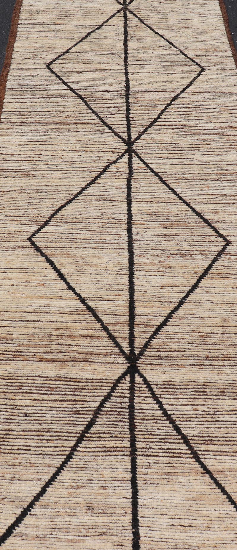 Moroccan Runner in Wool With Diamond Design in Earthy Tones by Keivan Woven Arts. Keivan Woven Arts; rug SNK - 2404, country of origin / type: Afghanistan / Modern Casual, circa Early - 21th Century. Measures: 3'5 x 9'11 This modern casual tribal Mo... - Keivan Woven ArtsSNK - 2404 - 24390