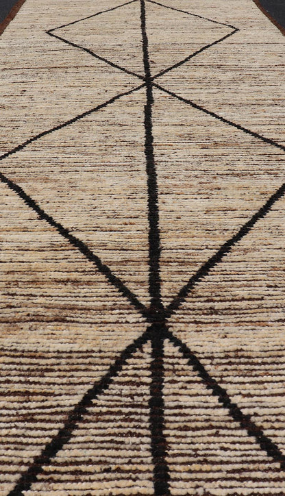 Moroccan Runner in Wool With Diamond Design in Earthy Tones by Keivan Woven Arts. Keivan Woven Arts; rug SNK - 2404, country of origin / type: Afghanistan / Modern Casual, circa Early - 21th Century. Measures: 3'5 x 9'11 This modern casual tribal Mo... - Keivan Woven ArtsSNK - 2404 - 24390Rug