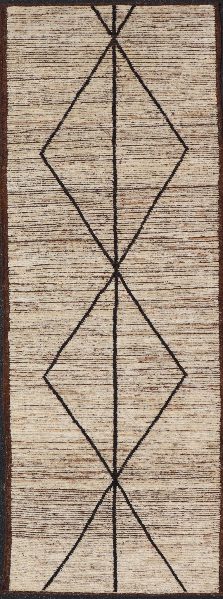 Moroccan Runner in Wool With Diamond Design in Earthy Tones by Keivan Woven Arts. Keivan Woven Arts; rug SNK - 2404, country of origin / type: Afghanistan / Modern Casual, circa Early - 21th Century. Measures: 3'5 x 9'11 This modern casual tribal Mo... - Keivan Woven ArtsSNK - 2404 - 24390Rug