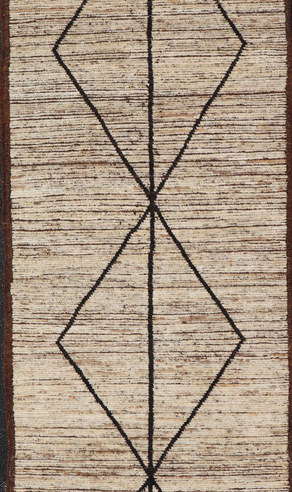 Moroccan Runner in Wool With Diamond Design in Earthy Tones by Keivan Woven Arts. Keivan Woven Arts; rug SNK - 2404, country of origin / type: Afghanistan / Modern Casual, circa Early - 21th Century. Measures: 3'5 x 9'11 This modern casual tribal Mo... - Keivan Woven ArtsSNK - 2404 - 24390Rug