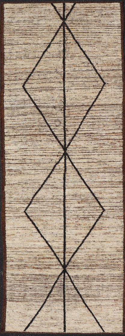 Moroccan Runner in Wool With Diamond Design in Earthy Tones by Keivan Woven Arts. Keivan Woven Arts; rug SNK - 2404, country of origin / type: Afghanistan / Modern Casual, circa Early - 21th Century. Measures: 3'5 x 9'11 This modern casual tribal Mo... - Keivan Woven ArtsSNK - 2404 - 24390