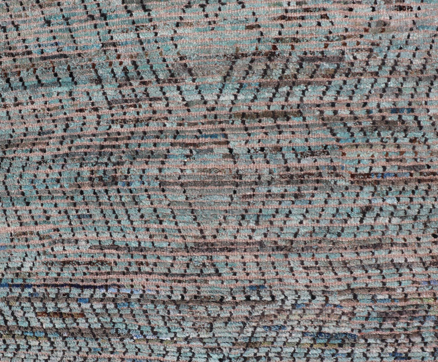 Modern Casual Runner in Wool with Sub - Geometric Modern Design in Teal & Charcoal. Keivan Woven Arts; rug SNK - 2408, country of origin / type: Afghanistan / Modern Casual, circa Early - 21th Century. Measures: 3'4 x 9'10 This modern casual tribal ru... - Keivan Woven ArtsSNK - 2408 - 24342Rug