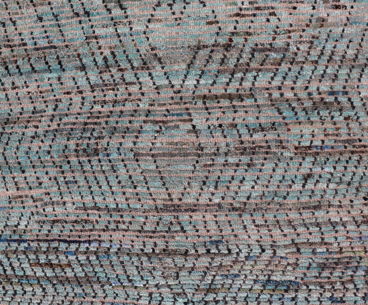 Modern Casual Runner in Wool with Sub - Geometric Modern Design in Teal & Charcoal. Keivan Woven Arts; rug SNK - 2408, country of origin / type: Afghanistan / Modern Casual, circa Early - 21th Century. Measures: 3'4 x 9'10 This modern casual tribal ru... - Keivan Woven ArtsSNK - 2408 - 24342Rug