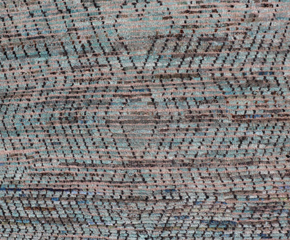 Modern Casual Runner in Wool with Sub - Geometric Modern Design in Teal & Charcoal. Keivan Woven Arts; rug SNK - 2408, country of origin / type: Afghanistan / Modern Casual, circa Early - 21th Century. Measures: 3'4 x 9'10 This modern casual tribal ru... - Keivan Woven ArtsSNK - 2408 - 24342