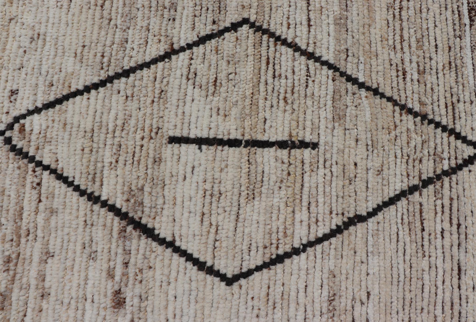 Modern Tribal Runner with Sub - Geometric Diamond Design in Cream and Brown. Keivan Woven Arts, rug SNK - 2412, country of origin / type: Afghanistan / Modern Casual, circa Early - 21th Century. Measures: 3'4 x 9'6 This modern casual tribal gallery r... - Keivan Woven ArtsSNK - 2412 - 24396Rug