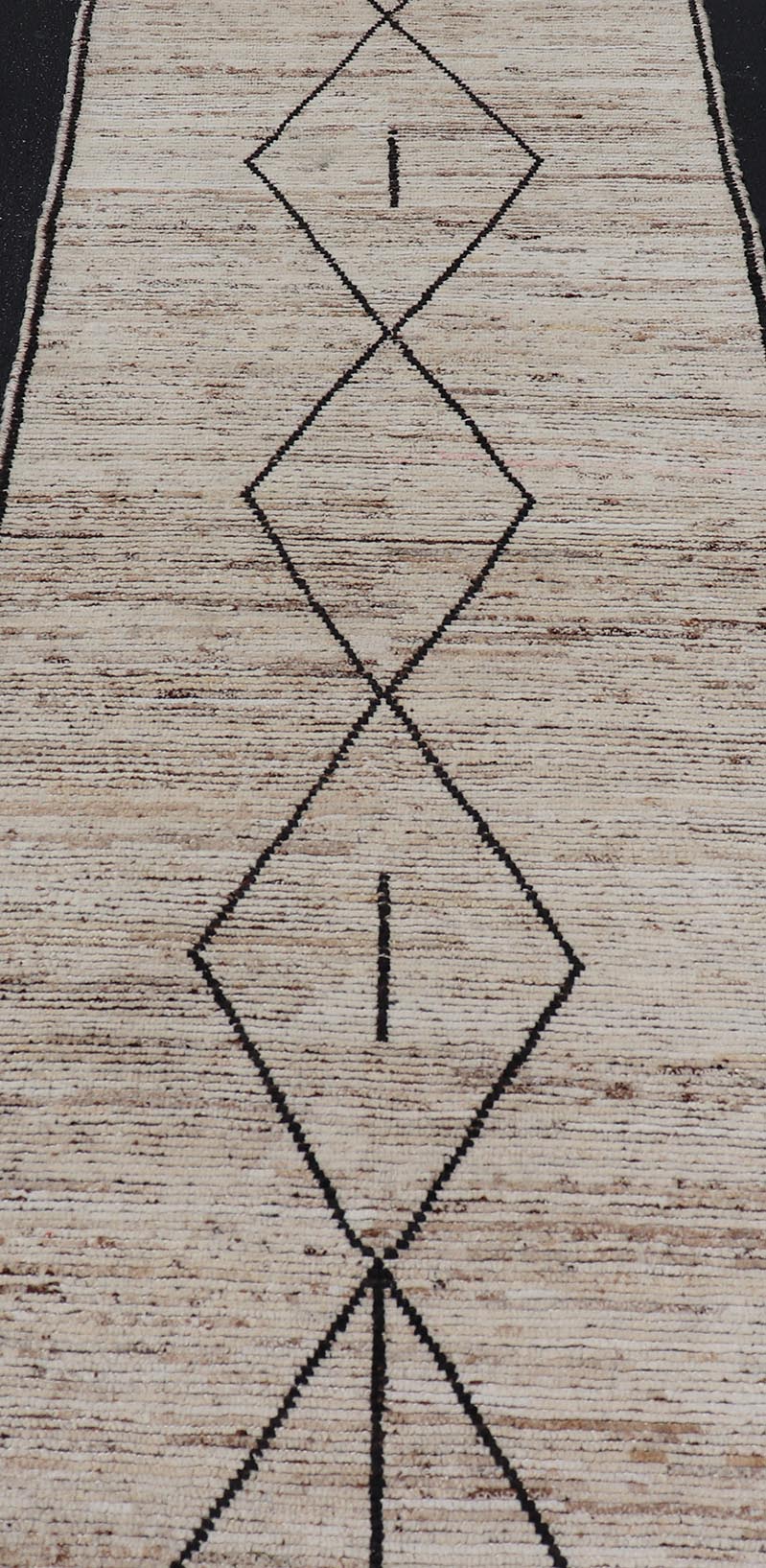 Modern Tribal Runner with Sub - Geometric Diamond Design in Cream and Brown. Keivan Woven Arts, rug SNK - 2412, country of origin / type: Afghanistan / Modern Casual, circa Early - 21th Century. Measures: 3'4 x 9'6 This modern casual tribal gallery r... - Keivan Woven ArtsSNK - 2412 - 24396Rug