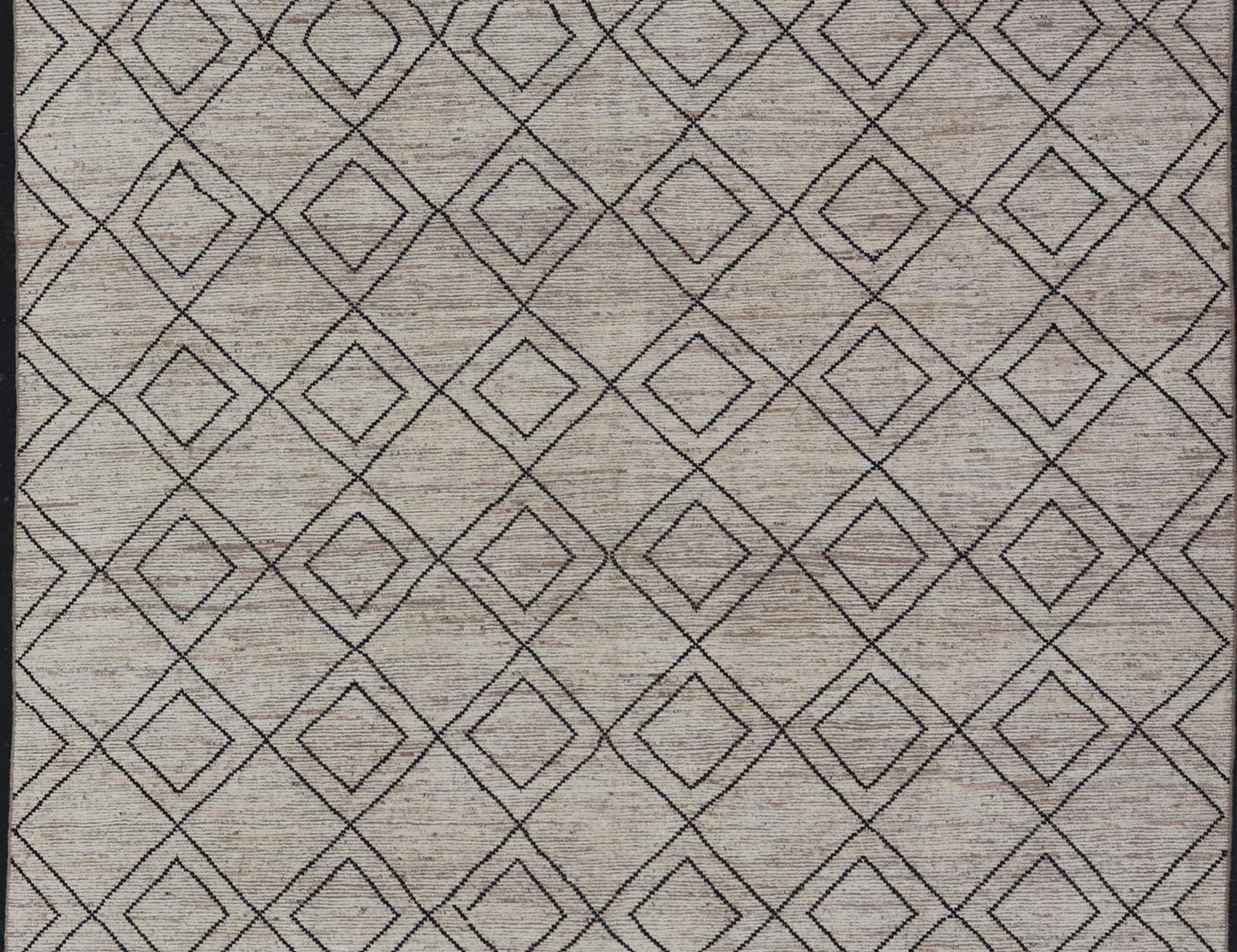 Large Modern Moroccan Rug With Tribal Diamond Design in Cream and Charcoal. Keivan Woven Arts / rug SNK - 2419, country of origin / type: Afghanistan / Modern Casual, circa Early - 21th Century. Measures: 13'6 x 15'10 This modern casual tribal rug h... - Keivan Woven ArtsSNK - 2419 - 24402Rugs