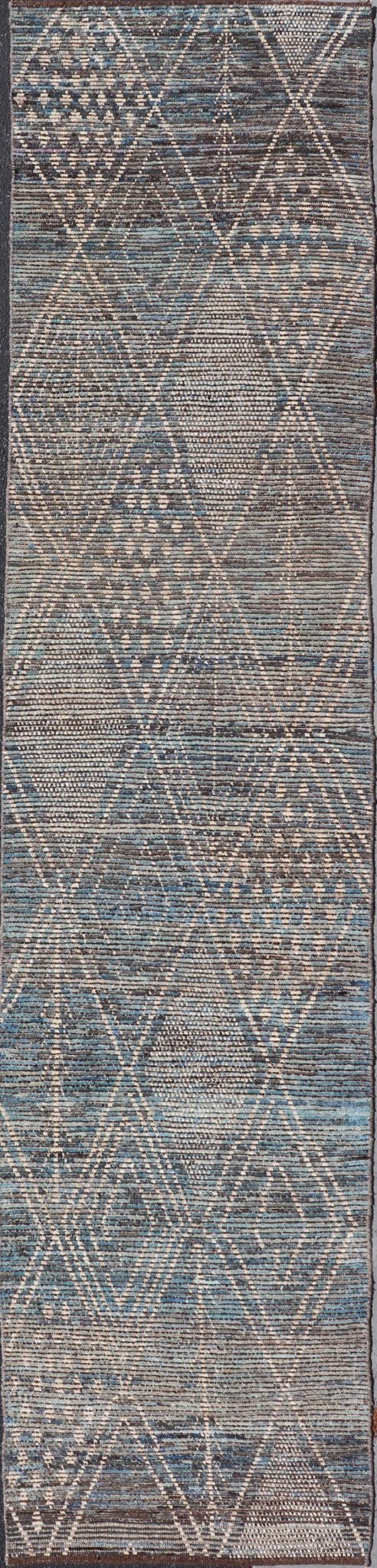 Keivan Woven Arts Modern long Runner in All - Over Tribal Design Keivan Woven Arts Modern Long distressed Moroccan Runner in All - Over Tribal Design Measures: 3'3 x 15'11 Keivan Woven Arts Modern Runner in All - Over Tribal Design. rug... - Keivan Woven ArtsSNK - 3809 - 27676Rug