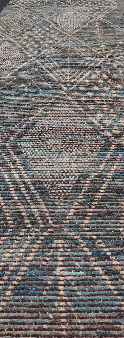 Keivan Woven Arts Modern long Runner in All - Over Tribal Design Keivan Woven Arts Modern Long distressed Moroccan Runner in All - Over Tribal Design Measures: 3'3 x 15'11 Keivan Woven Arts Modern Runner in All - Over Tribal Design. rug... - Keivan Woven ArtsSNK - 3809 - 27676Rug