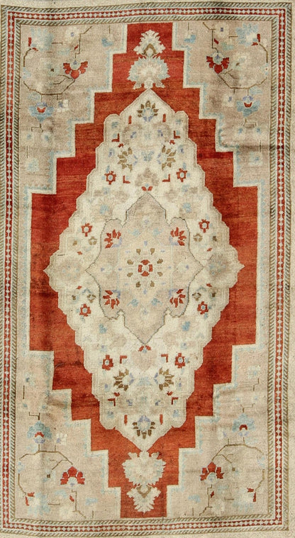 Central Medallion Vintage Turkish Oushak Rug in Ivory, Red, Green and Blue, rug st - 1182, country of origin / type: Turkey / Oushak, circa mid - 20th century This beautiful vintage rug from mid - 20th century Turkey features a Classic Oushak design, ... - Keivan Woven ArtsST - 1182 - 4014Rug