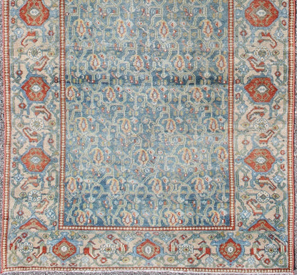 Wide Persian Malayer Runner with All - Over Floral Pattern in Persian Blue Color kwarugs This Persian Malayer runner from early 20th century Iran features an all - over floral pattern set on a blue background, which is surrounded by a wide flora... - Keivan Woven ArtsSUS - 151 - 8353Rug