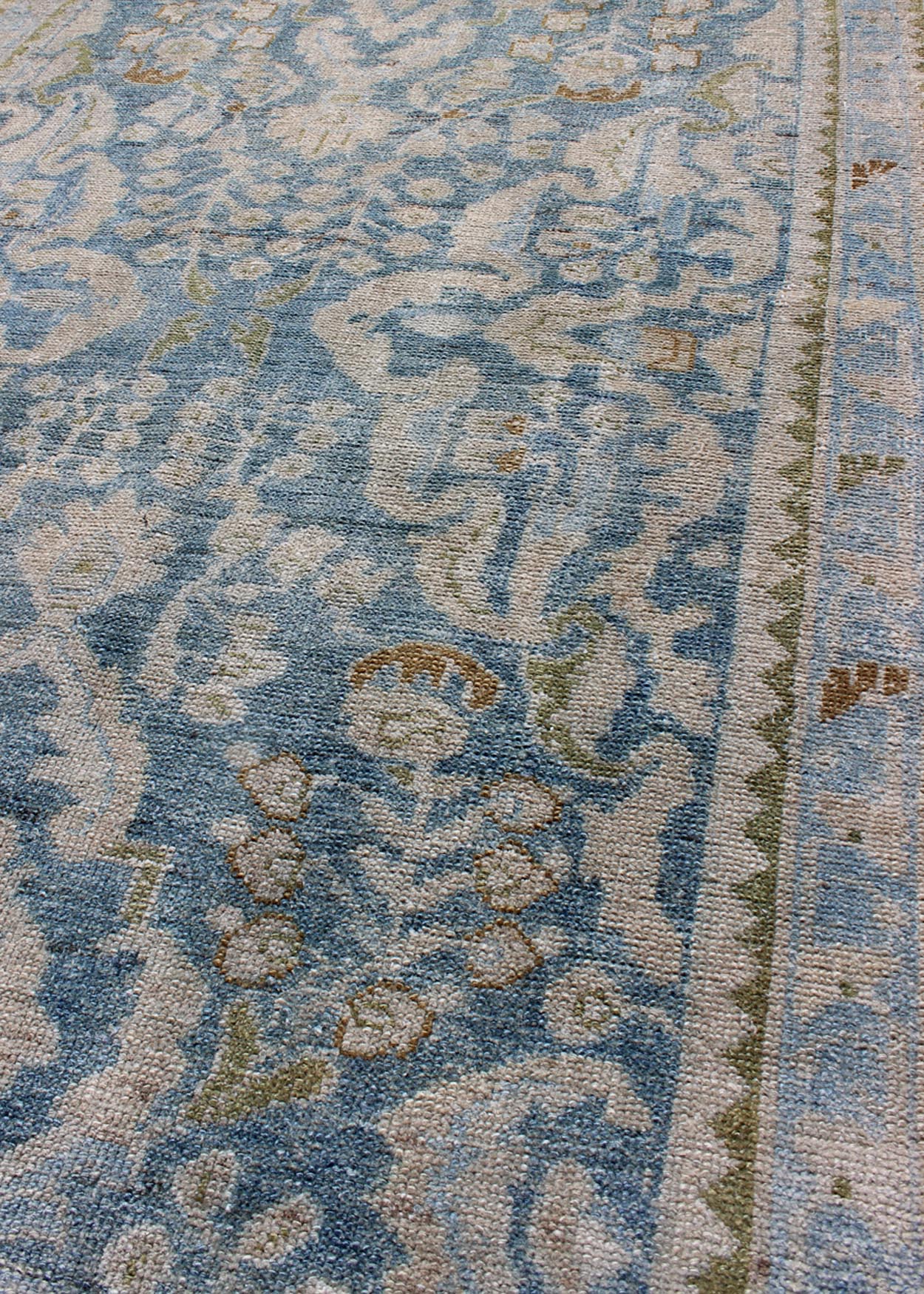 Antique Persian Malayer runner with all - over design in blue and hints of olive. Keivan Woven Arts / rug sus - 1803 - 124, country of origin / type: Iran / Malayer, circa 1910. This antique Persian Malayer runner was handwoven in the early 20th centu... - Keivan Woven ArtsSUS - 1803 - 124 - 9619Rug