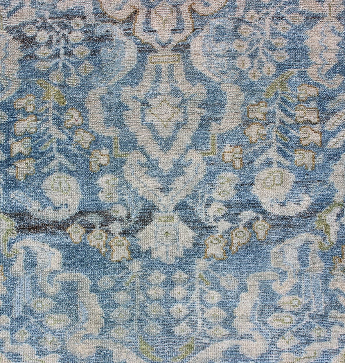 Antique Persian Malayer runner with all - over design in blue and hints of olive. Keivan Woven Arts / rug sus - 1803 - 124, country of origin / type: Iran / Malayer, circa 1910. This antique Persian Malayer runner was handwoven in the early 20th centu... - Keivan Woven ArtsSUS - 1803 - 124 - 9619Rug