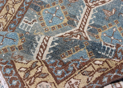 Persian Heriz antique Gallery rug with sub - geometric Medallion Design in colorful tones including blue, nude, and brown, rug sus - 1807 - 215, country of origin / type: Iran / Heriz, circa 1920 This antique Persian Heriz runner, from northwest Iran,... - Keivan Woven ArtsSUS - 1807 - 215 - 10120Rug