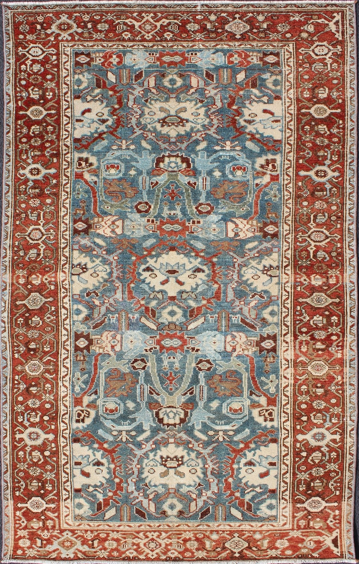 Colorful Antique Persian Malayer Rug With Expansive Blossom All - Over Design Red and blue floral design Persian Antique Malayer rug, Keivan Woven Arts / rug sus - 1807 - 243, country of origin / type: Iran / Malayer, circa 1920. This beautiful... - Keivan Woven ArtsSUS - 1807 - 243 - 10213Rug
