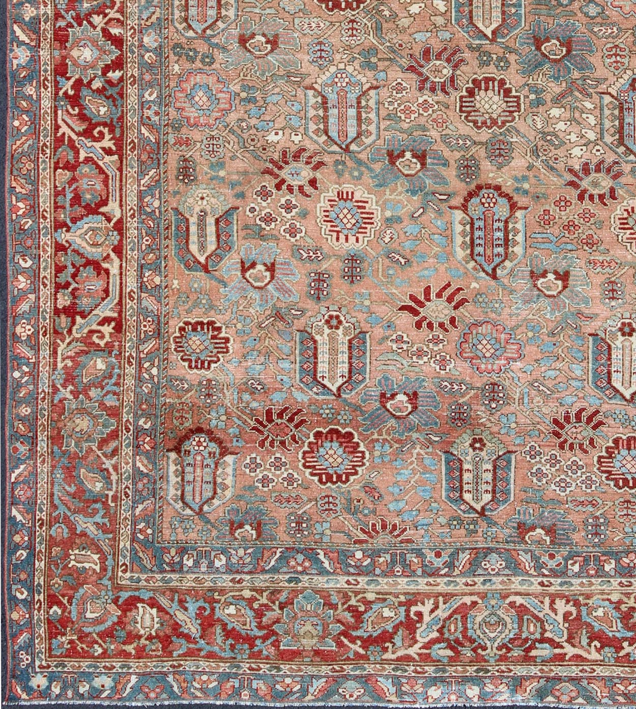 Geometric - Floral Antique Persian Bakhtiari Rug with All - Over Design in Salmon kwarugs Geometric - floral antique Persian Bakhtiari rug with all - over design in Salmon, rug sus - 1807 - 251, country of origin / type: Iran / Bakhtiari, circa 1910 ... - Keivan Woven ArtsSUS - 1807 - 251 - 10132Rug
