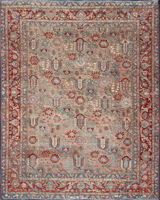 Geometric - Floral Antique Persian Bakhtiari Rug with All - Over Design in Salmon kwarugs Geometric - floral antique Persian Bakhtiari rug with all - over design in Salmon, rug sus - 1807 - 251, country of origin / type: Iran / Bakhtiari, circa 1910 ... - Keivan Woven ArtsSUS - 1807 - 251 - 10132Rug