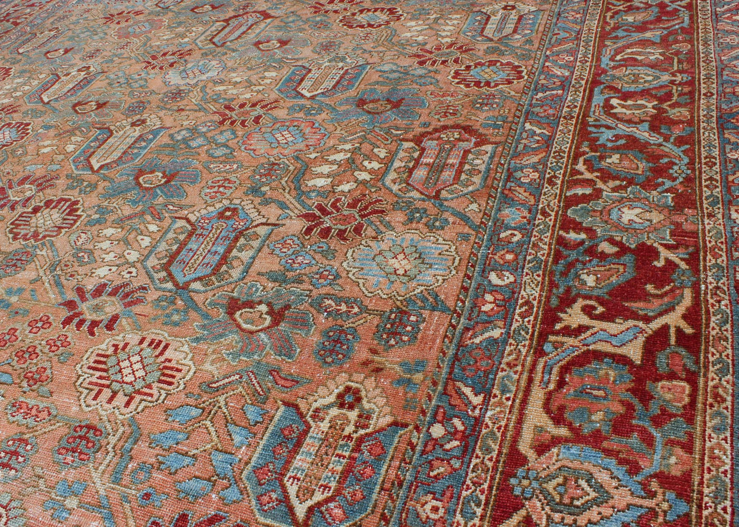 Geometric - Floral Antique Persian Bakhtiari Rug with All - Over Design in Salmon kwarugs Geometric - floral antique Persian Bakhtiari rug with all - over design in Salmon, rug sus - 1807 - 251, country of origin / type: Iran / Bakhtiari, circa 1910 ... - Keivan Woven ArtsSUS - 1807 - 251 - 10132Rug
