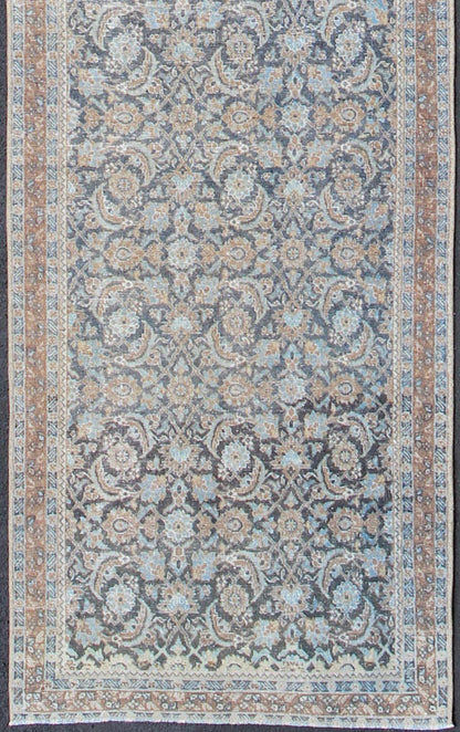 Shades of blue and taupe elegant and ornate Persian Tabriz vintage runner, rug sus - 1807 - 258, country of origin / type: Iran / Tabriz, circa 1930. This vintage Persian runner with a sophisticated, all - over design features a natural color combinat... - Keivan Woven ArtsSUS - 1807 - 258 - 10136Rug