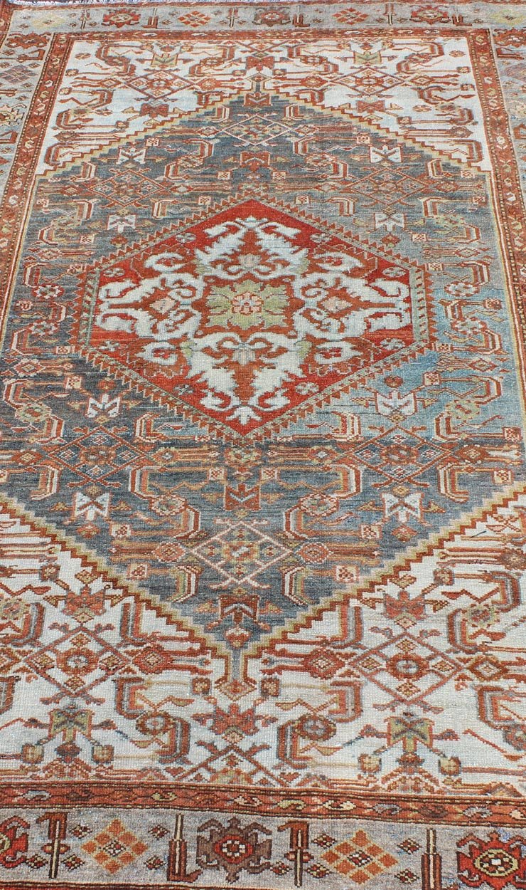 Persian antique Malayer rug with Medallion design in rich tones, Keivan Woven Arts / rug SUS - 1807 - 299, country of origin / type: Iran / Malayer, circa 1920. This beautiful antique early 20th century Persian Malayer carpet features a beautiful, o... - Keivan Woven ArtsSUS - 1807 - 299 - 10161Rug