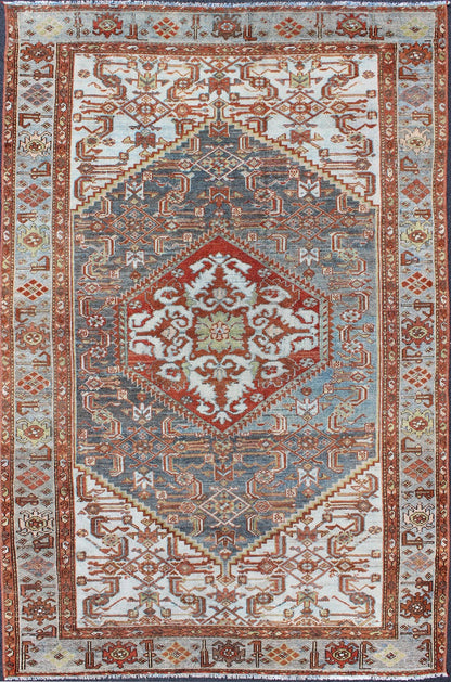 Persian antique Malayer rug with Medallion design in rich tones, Keivan Woven Arts / rug SUS - 1807 - 299, country of origin / type: Iran / Malayer, circa 1920. This beautiful antique early 20th century Persian Malayer carpet features a beautiful, o... - Keivan Woven ArtsSUS - 1807 - 299 - 10161Rug