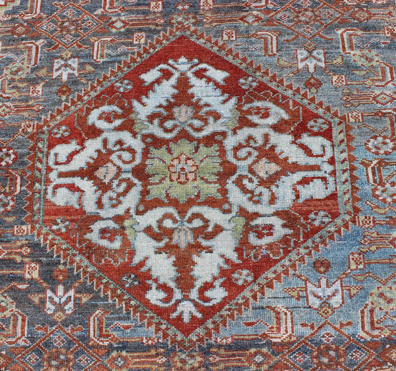 Persian antique Malayer rug with Medallion design in rich tones, Keivan Woven Arts / rug SUS - 1807 - 299, country of origin / type: Iran / Malayer, circa 1920. This beautiful antique early 20th century Persian Malayer carpet features a beautiful, o... - Keivan Woven ArtsSUS - 1807 - 299 - 10161Rug