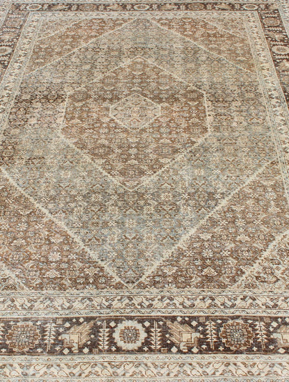 Persian Antique Tabriz with Layered Diamond Geometric Design in Earth Tones Tabriz Antique Rug with Floral Geometrics in Natural Tones, rug SUS - 1908 - 13, country of origin / type: Iran / Tabriz, circa 1920 This antique Tabriz carpet from ... - Keivan Woven ArtsSUS - 1908 - 13 - 11521Rug