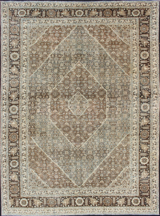 Persian Antique Tabriz with Layered Diamond Geometric Design in Earth Tones Tabriz Antique Rug with Floral Geometrics in Natural Tones, rug SUS - 1908 - 13, country of origin / type: Iran / Tabriz, circa 1920 This antique Tabriz carpet from ... - Keivan Woven ArtsSUS - 1908 - 13 - 11521Rug