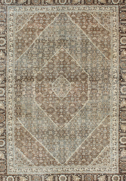 Persian Antique Tabriz with Layered Diamond Geometric Design in Earth Tones Tabriz Antique Rug with Floral Geometrics in Natural Tones, rug SUS - 1908 - 13, country of origin / type: Iran / Tabriz, circa 1920 This antique Tabriz carpet from ... - Keivan Woven ArtsSUS - 1908 - 13 - 11521Rug