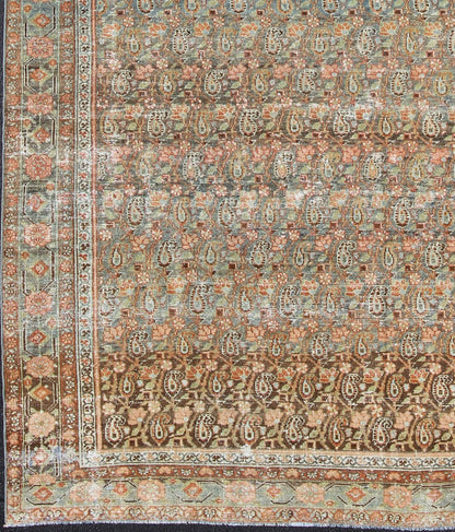 Gallery Persian Malayer with All - Over Geometric Design in Blue, Apricot, Green kwarugs Gallery Persian Malayer with all - over geometric design in gray, brown, blue, apricot, green Malayer antique rug from Persia with small - scale geometrics, ru... - Keivan Woven ArtsSUS - 1908 - 14 - 11525Rug