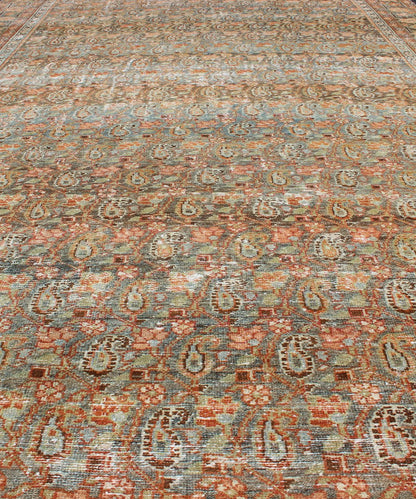 Gallery Persian Malayer with All - Over Geometric Design in Blue, Apricot, Green kwarugs Gallery Persian Malayer with all - over geometric design in gray, brown, blue, apricot, green Malayer antique rug from Persia with small - scale geometrics, ru... - Keivan Woven ArtsSUS - 1908 - 14 - 11525Rug