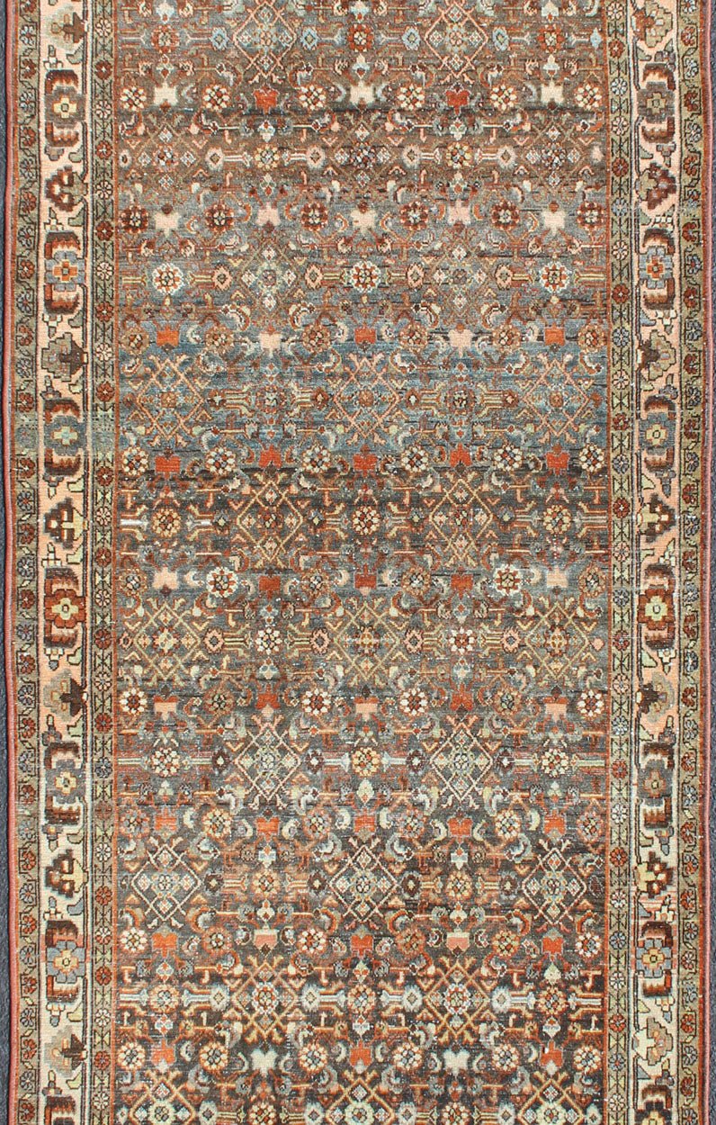 Antique Hand Knotted Malayer Long Runner With All - Over Geometric Herati Design Long Persian Runner with Geometric Motifs, Keivan Woven Arts / rug SUS - 1908 - 212, country of origin / type: Iran / Malayer, circa 1920 This long antique Persian... - Keivan Woven ArtsSUS - 1908 - 212 - 11533Rug