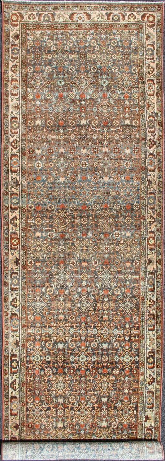 Antique Hand Knotted Malayer Long Runner With All - Over Geometric Herati Design Long Persian Runner with Geometric Motifs, Keivan Woven Arts / rug SUS - 1908 - 212, country of origin / type: Iran / Malayer, circa 1920 This long antique Persian... - Keivan Woven ArtsSUS - 1908 - 212 - 11533Rug