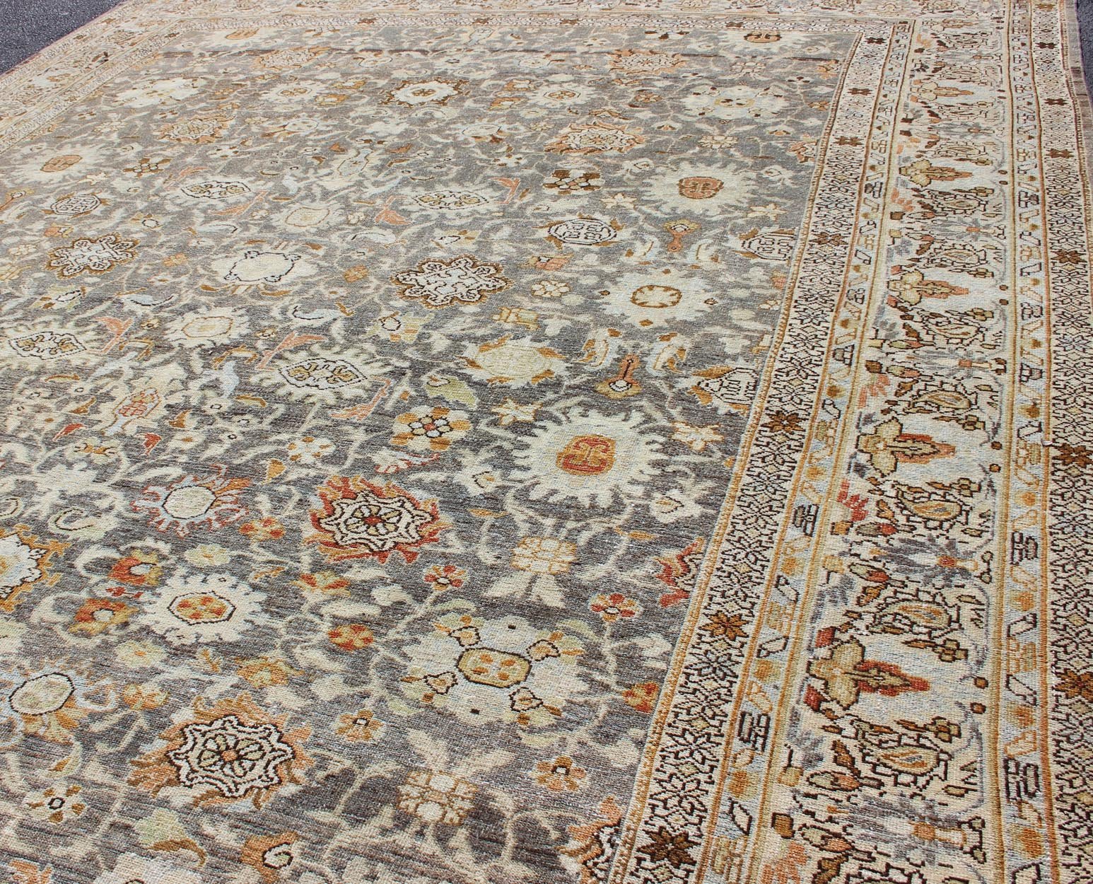 Large All - Over Gray and Orange Persian Malayer Rug with All - Over Floral Design Grey tones antique Malayer rug from Persia with floral design, rug SUS - 2002 - 715, country of origin / type: Iran / Malayer, circa 1920. This beautiful antique ... - Keivan Woven ArtsSUS - 2002 - 715 - 12705Rug