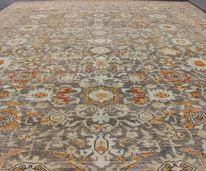 Large All - Over Gray and Orange Persian Malayer Rug with All - Over Floral Design Grey tones antique Malayer rug from Persia with floral design, rug SUS - 2002 - 715, country of origin / type: Iran / Malayer, circa 1920. This beautiful antique ... - Keivan Woven ArtsSUS - 2002 - 715 - 12705Rug