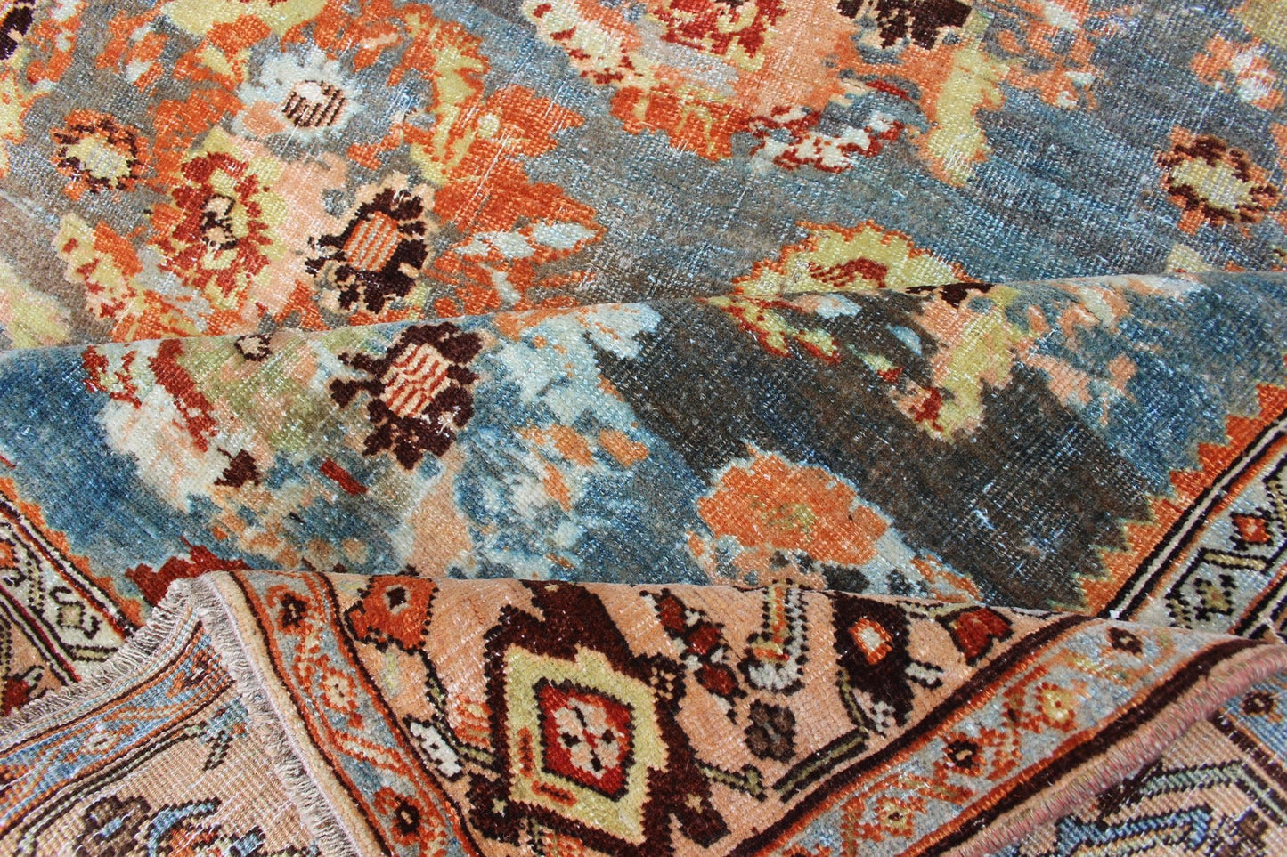 Antique Persian Bidjar Rug with Blossoming Floral Design in Blue and Red Ornate flower design Bidjar antique Persian rug in a variety of colors, rug SUS - 2007 - 247, country of origin / type: Iran / Bidjar, circa 1910 This magnificent Bidjar... - Keivan Woven ArtsSUS - 2007 - 247 - 13048Rug