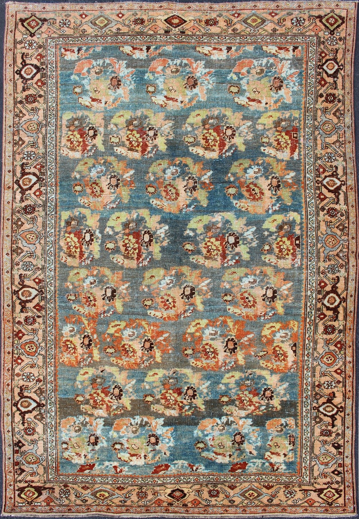 Antique Persian Bidjar Rug with Blossoming Floral Design in Blue and Red Ornate flower design Bidjar antique Persian rug in a variety of colors, rug SUS - 2007 - 247, country of origin / type: Iran / Bidjar, circa 1910 This magnificent Bidjar... - Keivan Woven ArtsSUS - 2007 - 247 - 13048Rug