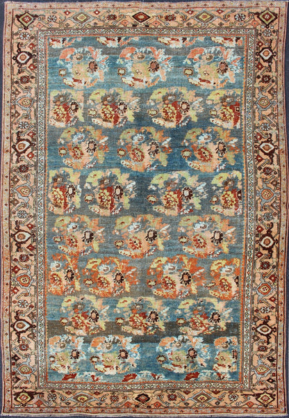Antique Persian Bidjar Rug with Blossoming Floral Design in Blue and Red Ornate flower design Bidjar antique Persian rug in a variety of colors, rug SUS - 2007 - 247, country of origin / type: Iran / Bidjar, circa 1910 This magnificent Bidjar... - Keivan Woven ArtsSUS - 2007 - 247 - 13048Rug