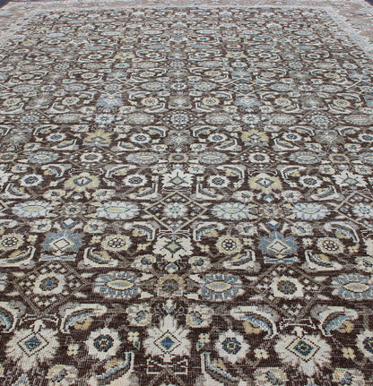 Chocolate Brown Background Antique Persian Tabriz Rug with All - Over Design Chocolate Background and light brown border antique Persian Tabriz rug with all - over Herati design and geometric border, rug SUS - 2007 - 285, country of origin / type: Iran / ... - Keivan Woven ArtsSUS - 2007 - 285 - 13076Rug