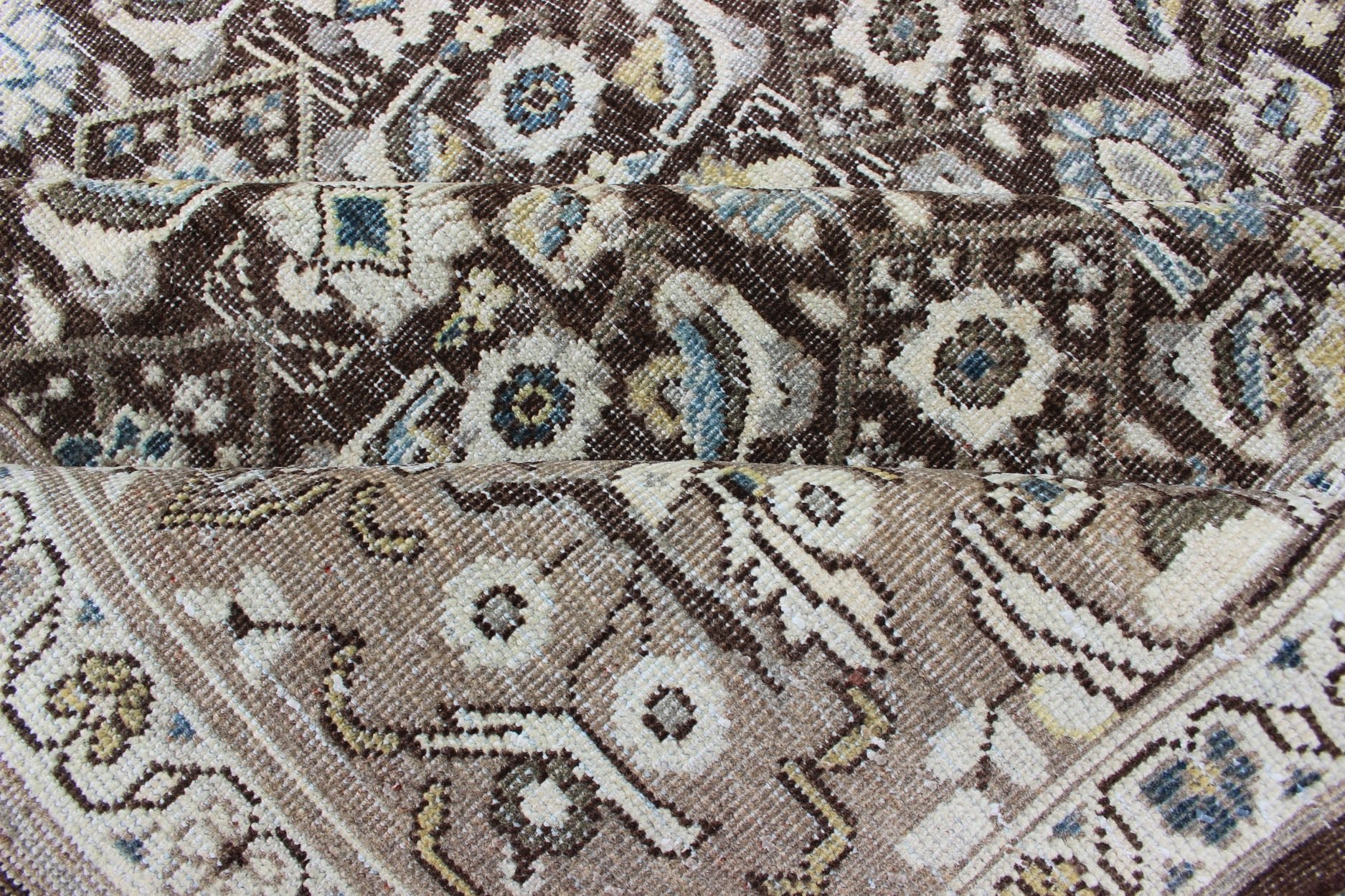 Chocolate Brown Background Antique Persian Tabriz Rug with All - Over Design Chocolate Background and light brown border antique Persian Tabriz rug with all - over Herati design and geometric border, rug SUS - 2007 - 285, country of origin / type: Iran / ... - Keivan Woven ArtsSUS - 2007 - 285 - 13076Rug