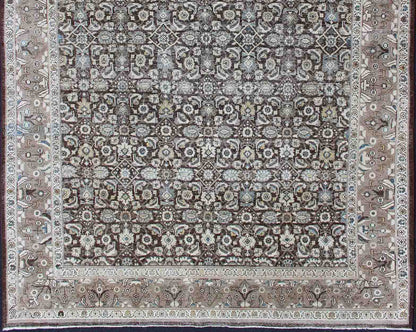 Chocolate Brown Background Antique Persian Tabriz Rug with All - Over Design Chocolate Background and light brown border antique Persian Tabriz rug with all - over Herati design and geometric border, rug SUS - 2007 - 285, country of origin / type: Iran / ... - Keivan Woven ArtsSUS - 2007 - 285 - 13076Rug
