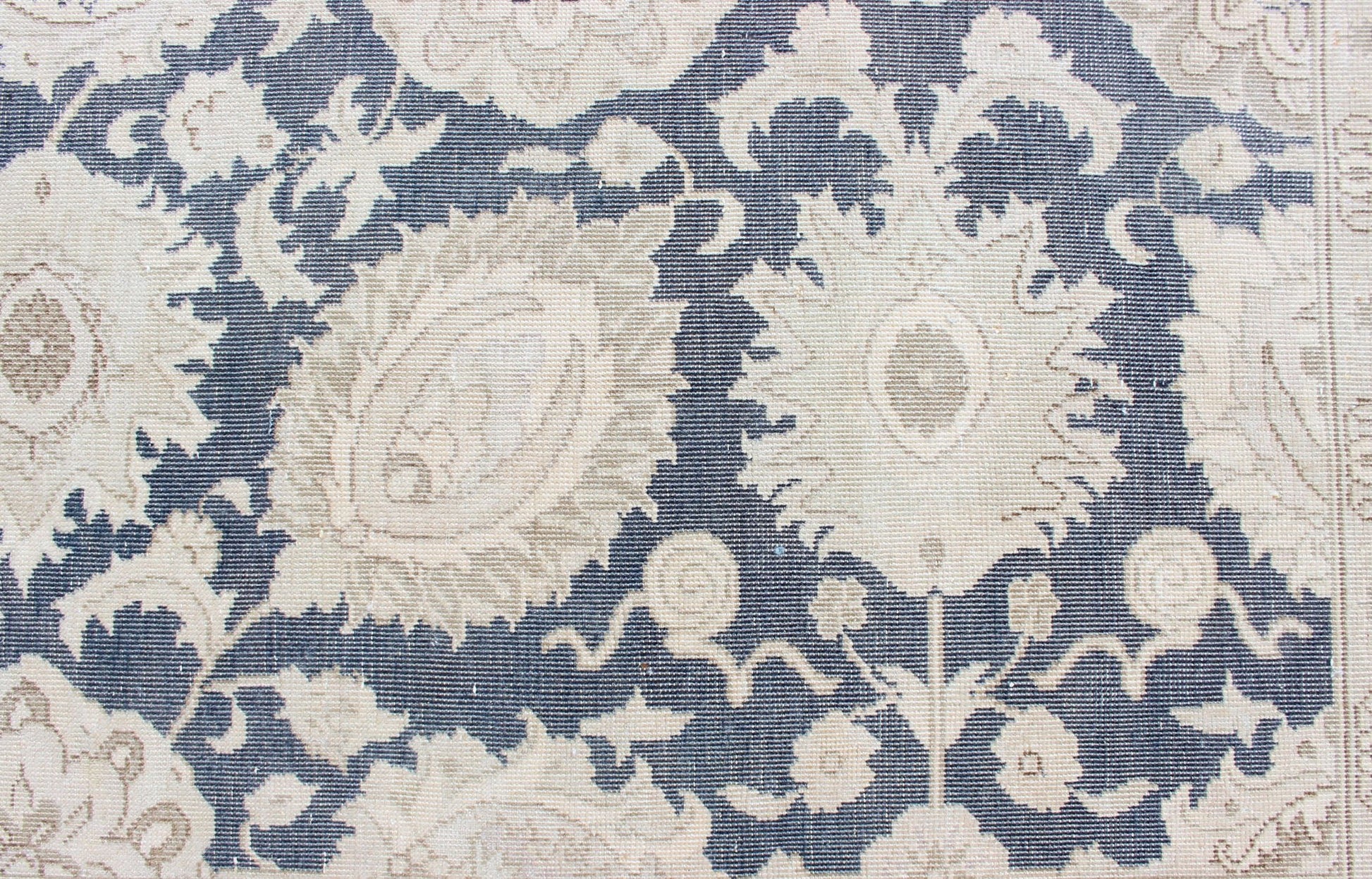 Large Vintage Tabriz Rug with All - Over Motif Design in Steel Blue and Tans Steel blue background, tan and gray Tabriz rug from Persia with Repeating Geometric design. Keivan Woven Arts / rug SUS - 2009 - 516, country of origin / type: Iran / Tabriz,... - Keivan Woven ArtsSUS - 2009 - 516 - 13330Rug