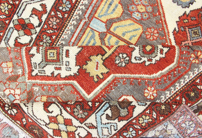 Antique Persian Bakhitari Colorful Runner in Gray, Ivory, Red & Light Green. Antique Persian Tribal Bakhitari Colorful Runner with geometric medallions in Gray, steel blue, Ivory, light green, cream yellow and Red. Keivan Woven Arts / rug SUS - 2009 - ... - Keivan Woven ArtsSUS - 2009 - 646 - 13304