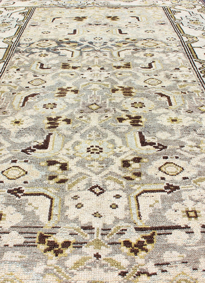 Antique Persian Malayer Rug with All - Over Tribal Design in Moss green Background Antique Persian Malayer small rug, rug SUS - 2009 - 676, country of origin / type: Iran / Malayer, circa 1910 This antique Persian Malayer rug, circa early 20t... - Keivan Woven ArtsSUS - 2009 - 676 - 13284Rug