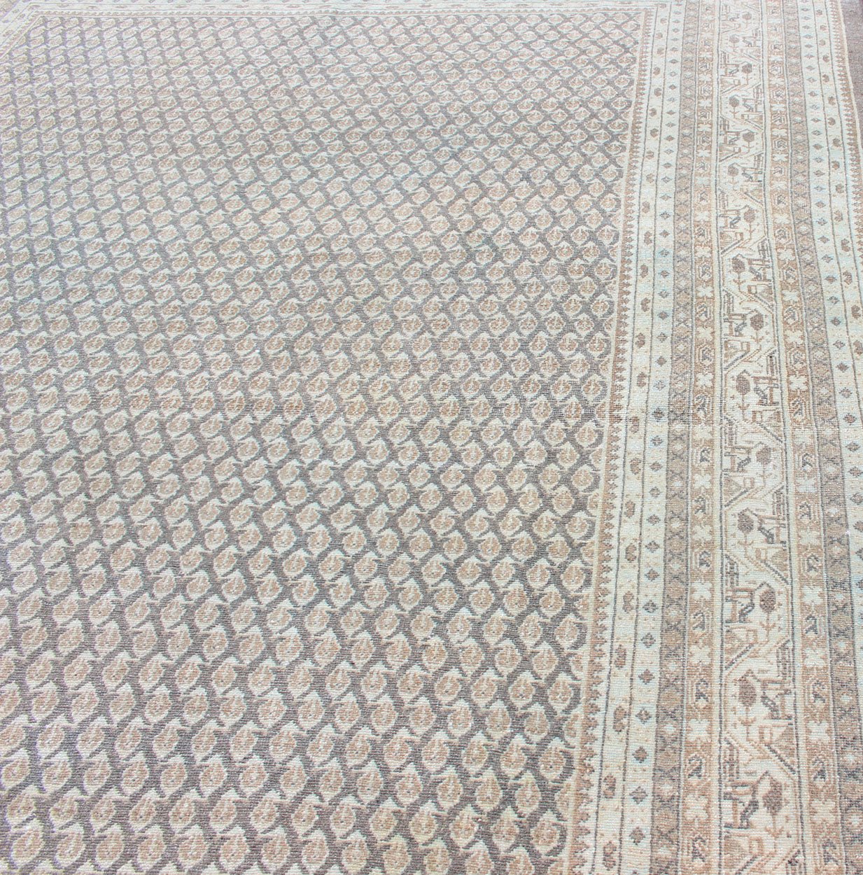 Antique Persian Tabriz Rug with Small - Scale All - Over Design and Gray Background Gray background Tabriz Antique rug from Persia with Repeating Geometric design, rug SUS - 2009 - 822, country of origin / type: Iran / Tabriz, circa 1940 This an... - Keivan Woven ArtsSUS - 2009 - 822 - 13322