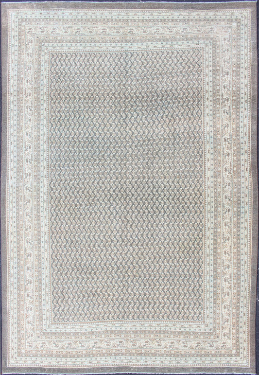 Antique Persian Tabriz Rug with Small - Scale All - Over Design and Gray Background Gray background Tabriz Antique rug from Persia with Repeating Geometric design, rug SUS - 2009 - 822, country of origin / type: Iran / Tabriz, circa 1940 This an... - Keivan Woven ArtsSUS - 2009 - 822 - 13322