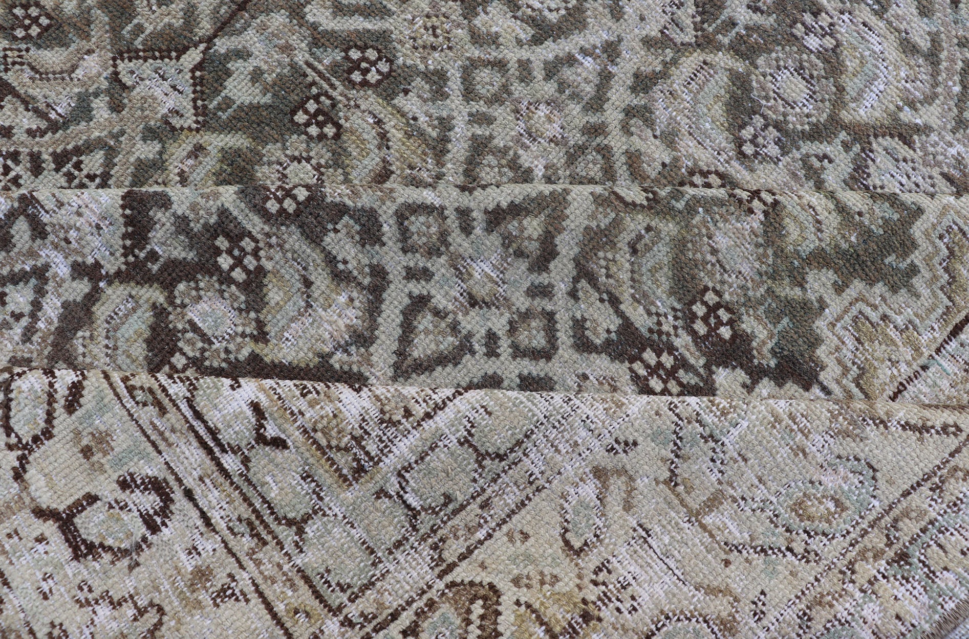 Gray & Charcoal Antique Distressed Persian Malayer Gallery Rug with All - Over Herati Design. All - over Herati motif design Persian distressed antique Malayer Gallery rug in tones of gray, charcoal and neutrals rug SUS - 2012 - 272, country of origin /... - Keivan Woven ArtsSUS - 2012 - 272 - 14274