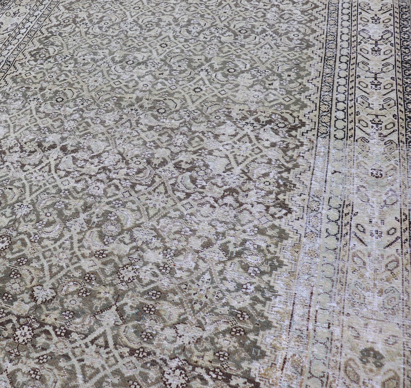 Gray & Charcoal Antique Distressed Persian Malayer Gallery Rug with All - Over Herati Design. All - over Herati motif design Persian distressed antique Malayer Gallery rug in tones of gray, charcoal and neutrals rug SUS - 2012 - 272, country of origin /... - Keivan Woven ArtsSUS - 2012 - 272 - 14274