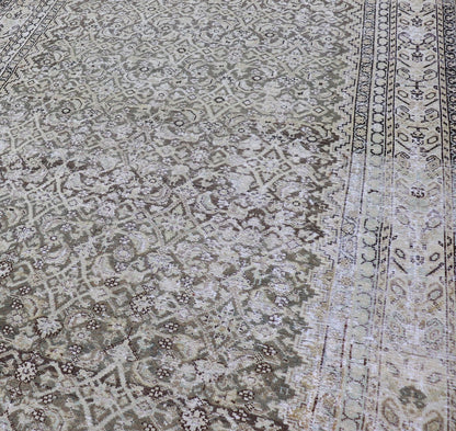 Gray & Charcoal Antique Distressed Persian Malayer Gallery Rug with All - Over Herati Design. All - over Herati motif design Persian distressed antique Malayer Gallery rug in tones of gray, charcoal and neutrals rug SUS - 2012 - 272, country of origin /... - Keivan Woven ArtsSUS - 2012 - 272 - 14274